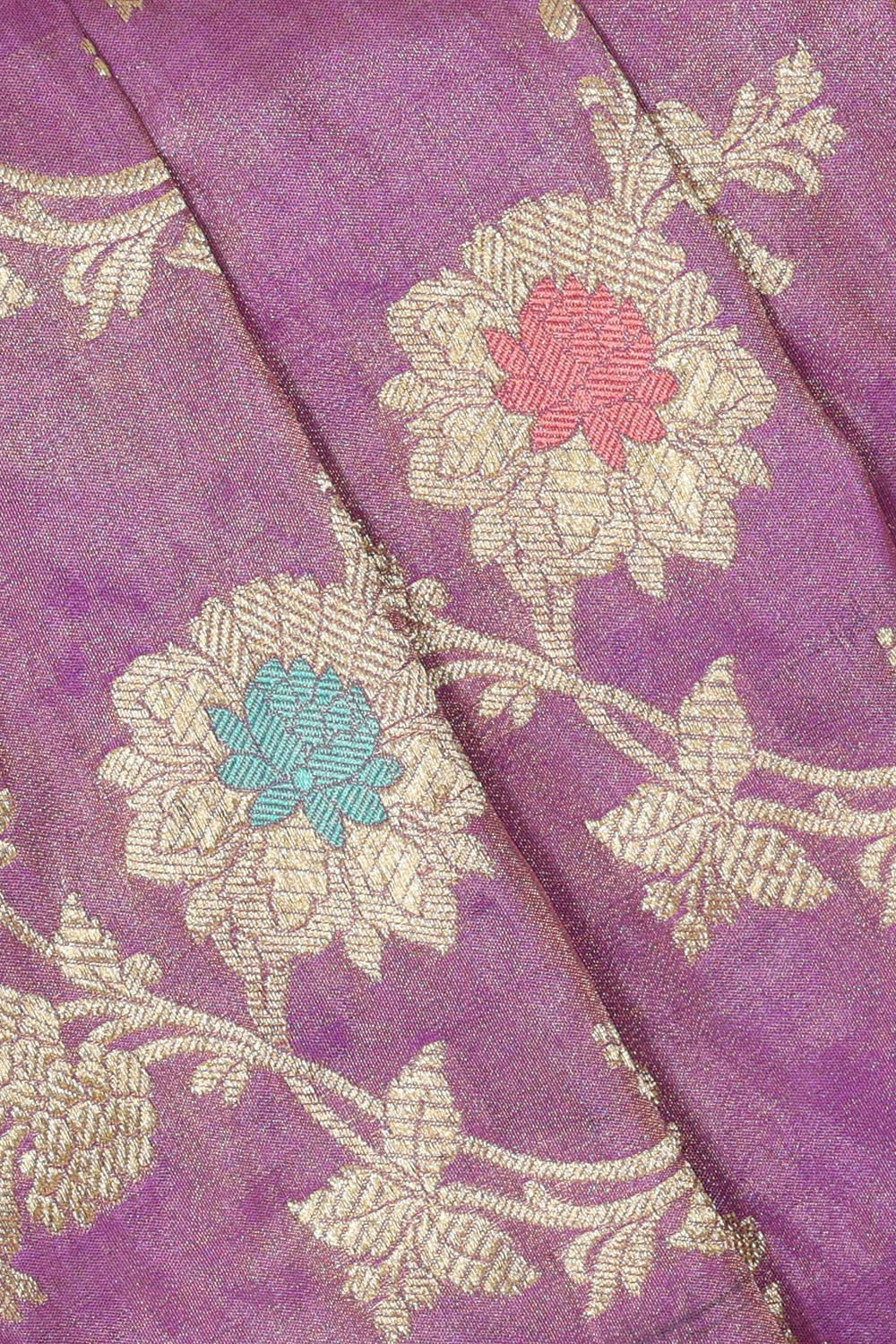 Collection of Banarasi Tissue Silk Lavender Saree in a gallery layout