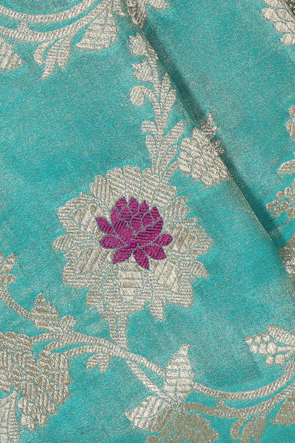 Collection of Banarasi Tissue Silk Sky Blue Saree in a gallery layout