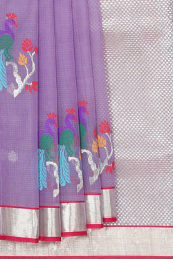 Collection of Zari Kota Lavender Saree in a gallery layout