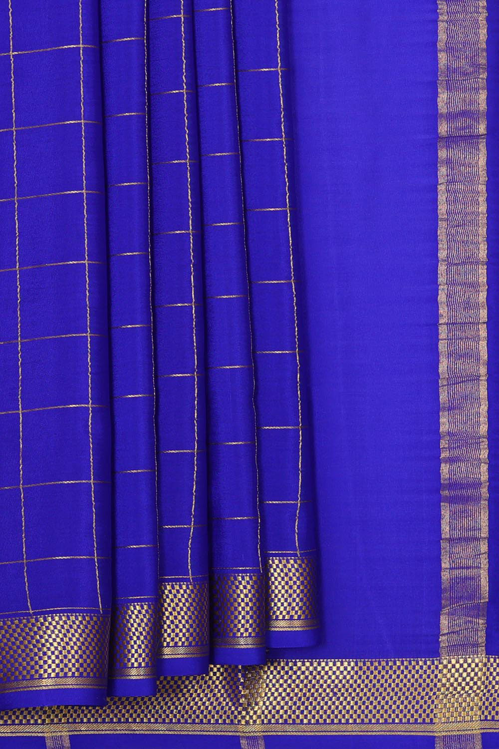 Collection of Mysore Binny Crepe Silk Royal Blue Saree in a gallery layout