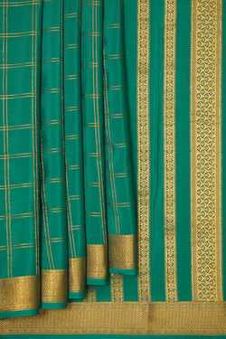 Collection of Mysore Binny Crepe Silk Teal Green Saree in a gallery layout