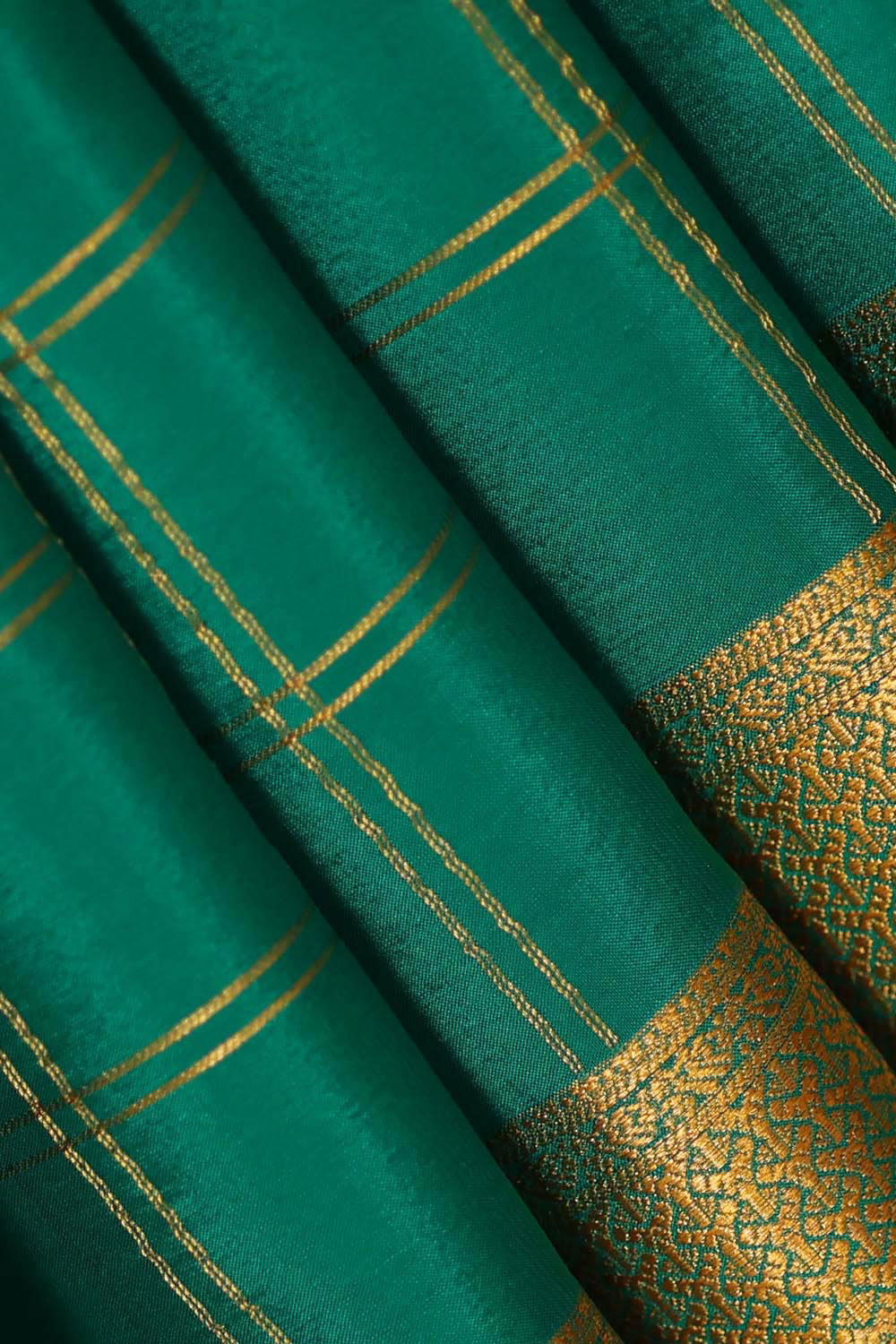 Collection of Mysore Binny Crepe Silk Teal Green Saree in a gallery layout