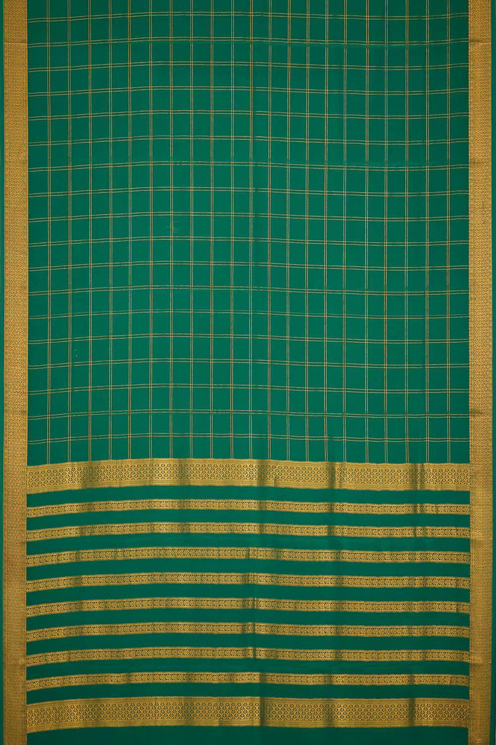 Collection of Mysore Binny Crepe Silk Teal Green Saree in a gallery layout