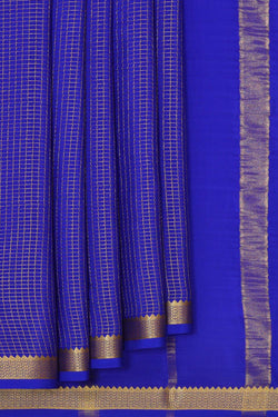 Collection of Mysore Binny Crepe Silk Royal Blue Saree in a gallery layout