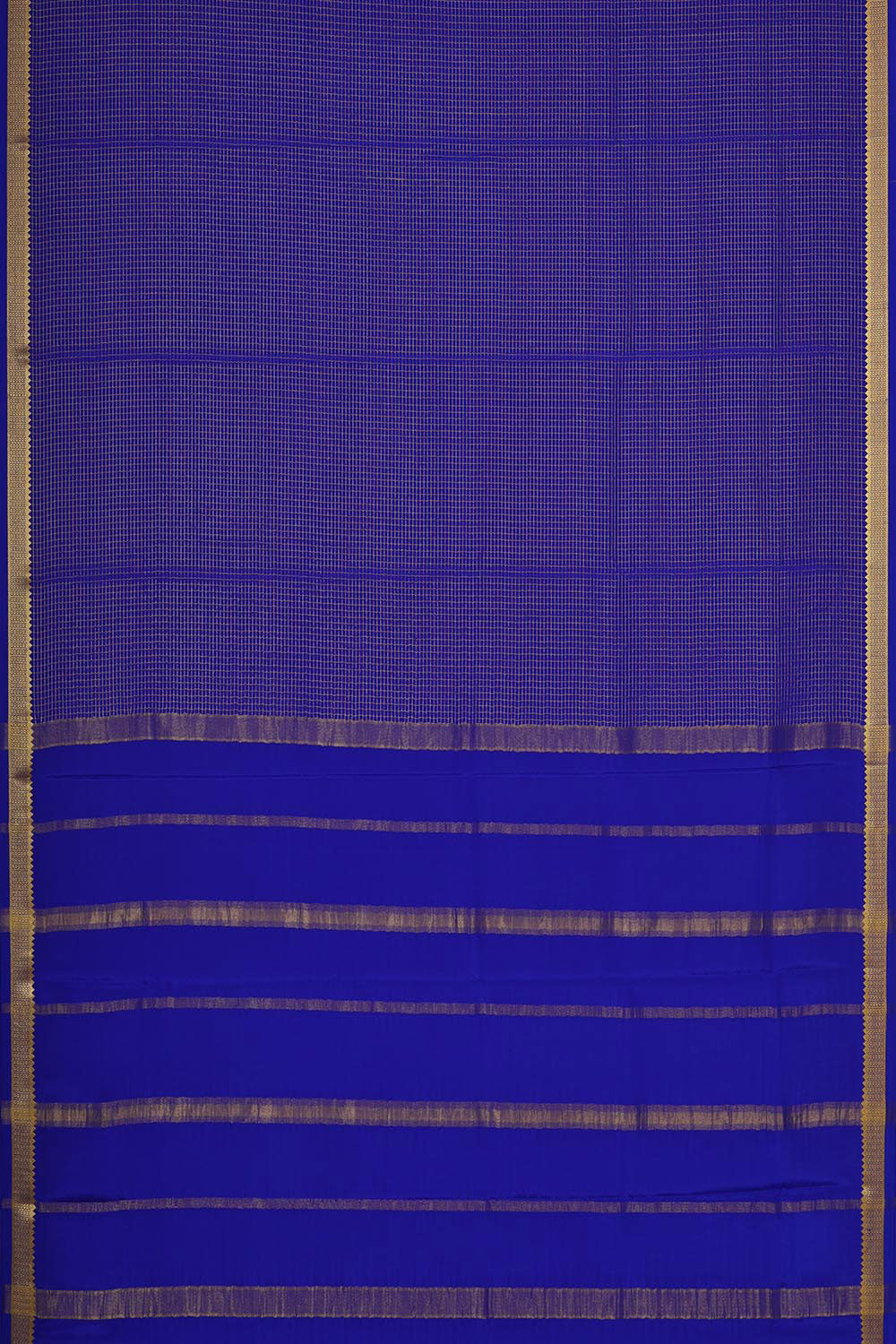 Collection of Mysore Binny Crepe Silk Royal Blue Saree in a gallery layout