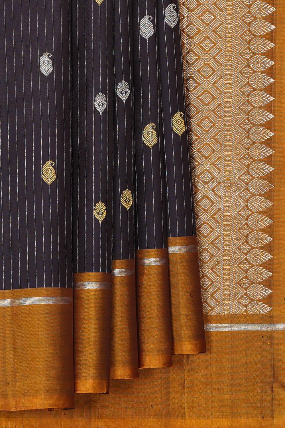 Collection of Arani Silk Black Saree in a gallery layout