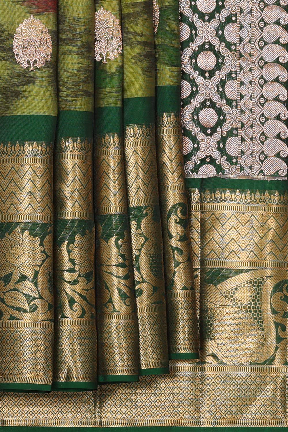 Collection of Green Silk Patola Saree in a gallery layout