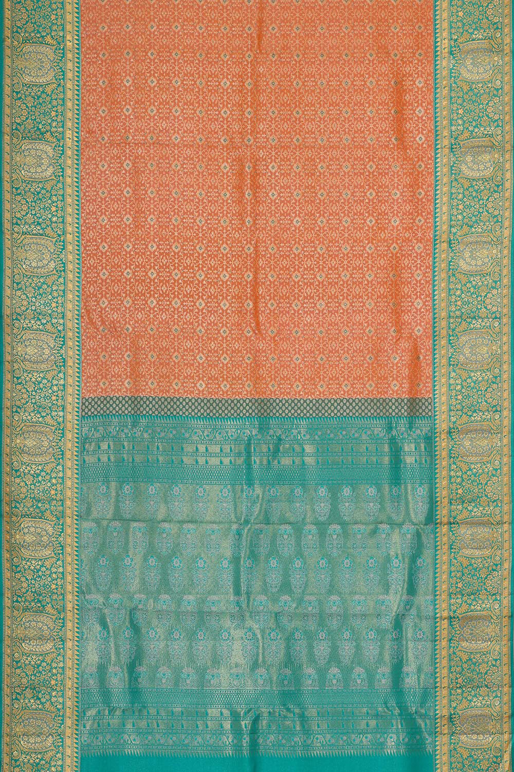 Collection of Kanchipattu Dark Peach Brocade Saree in a gallery layout