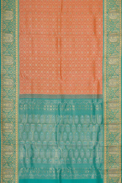 Collection of Kanchipattu Dark Peach Brocade Saree in a gallery layout