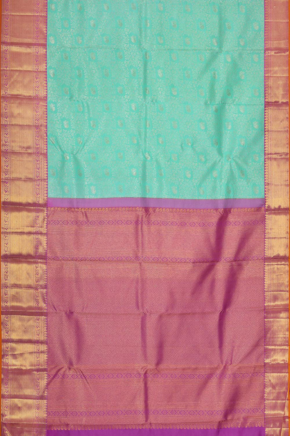Image of Kanchipattu Aqua Blue Brocade Saree