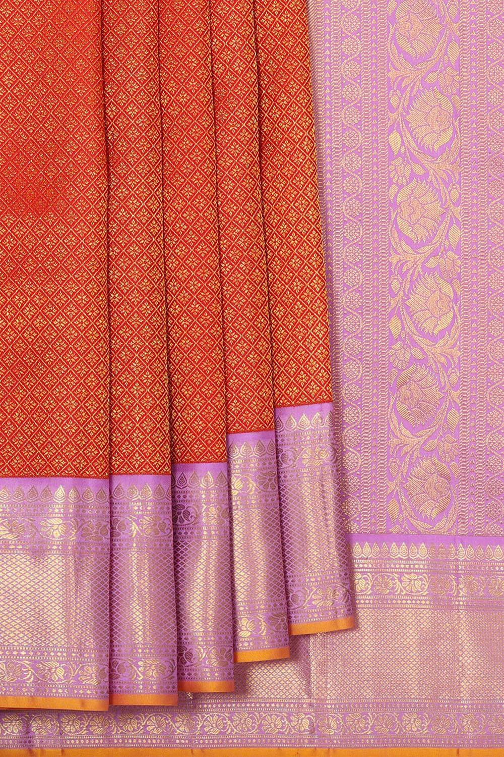 Collection of Kanchipattu Red Brocade Saree in a gallery layout