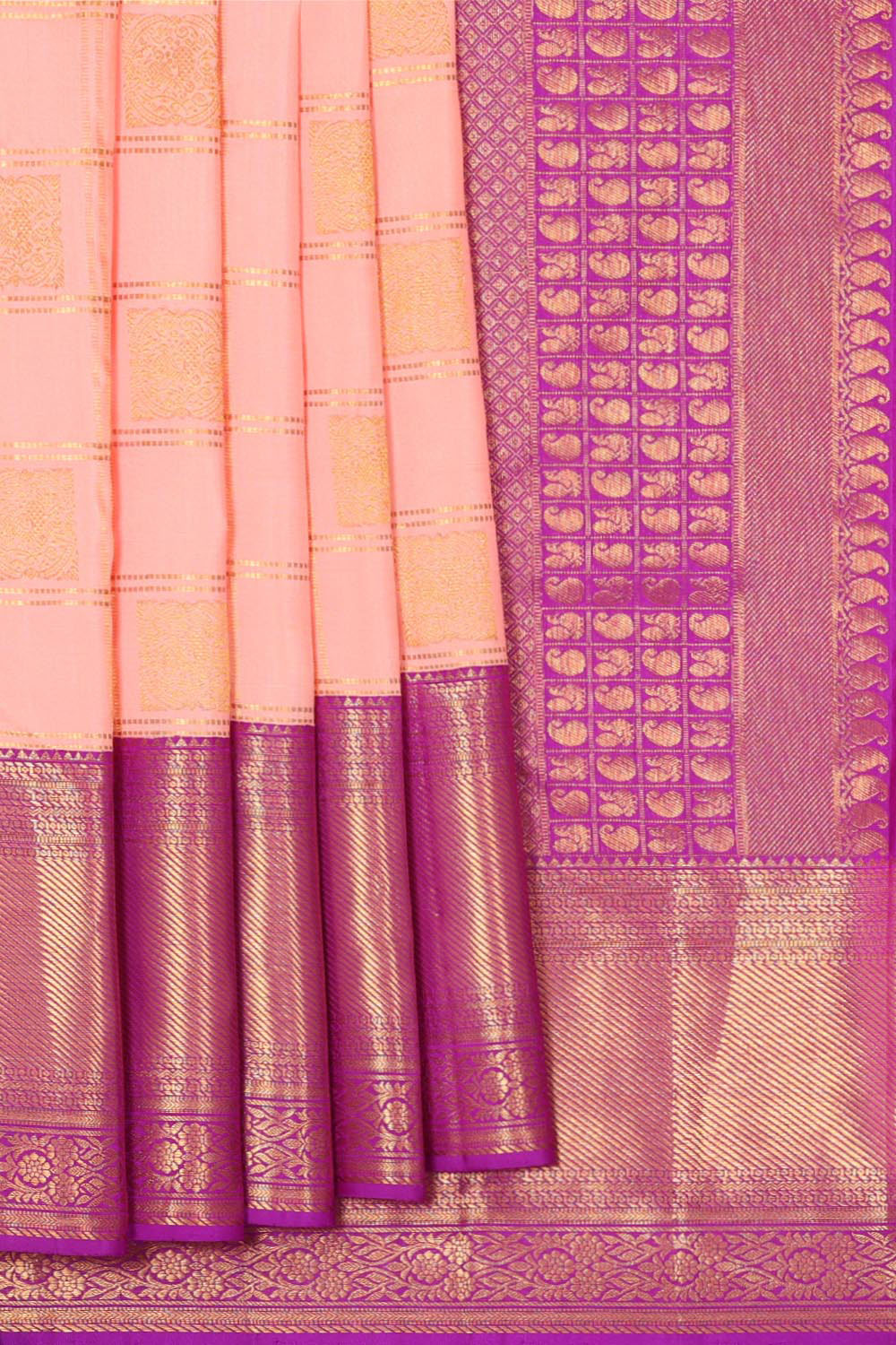 Collection of Kanchipattu Light Peach Brocade Saree in a gallery layout