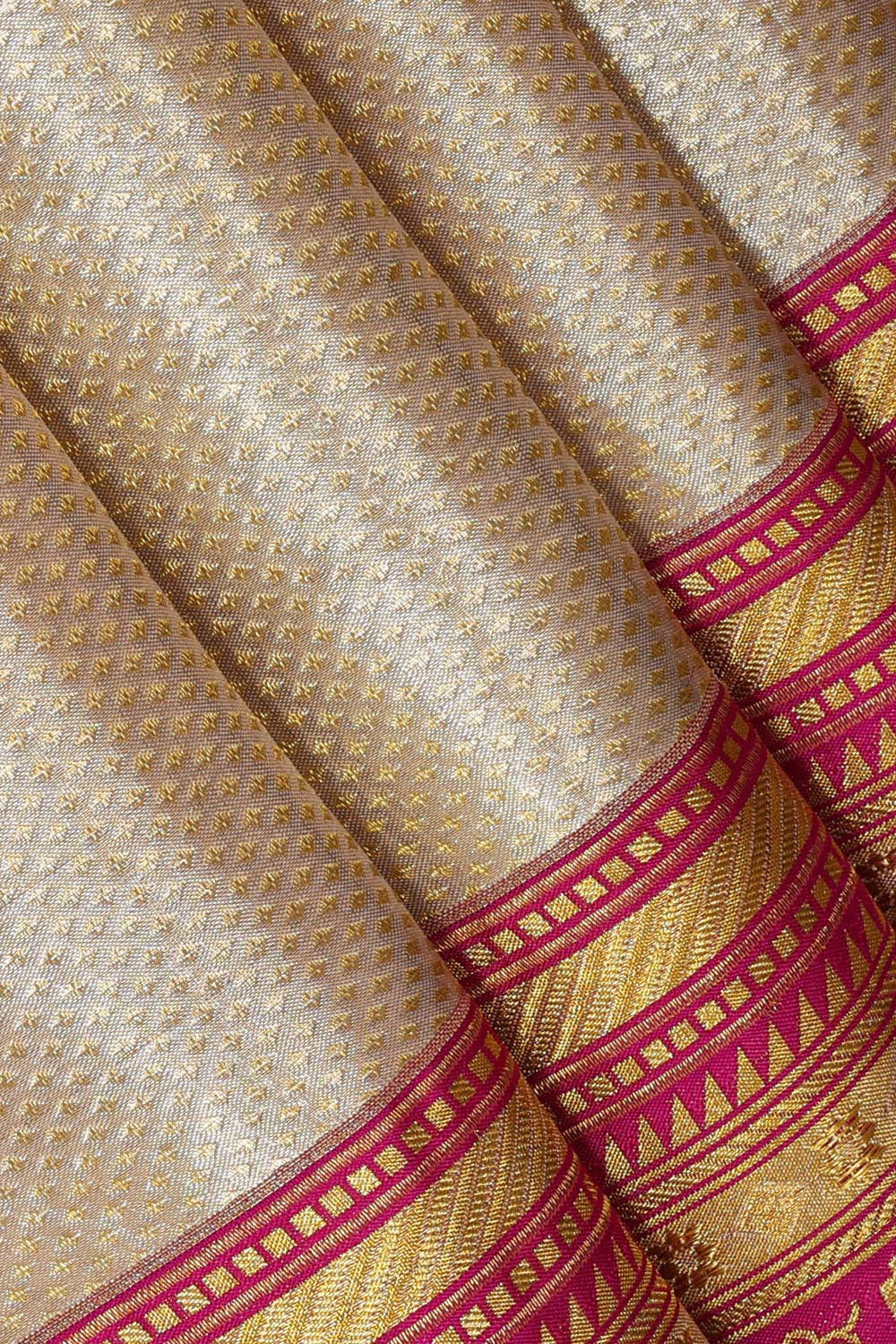 Collection of Kanchipattu Gold Tissue Brocade Saree in a gallery layout