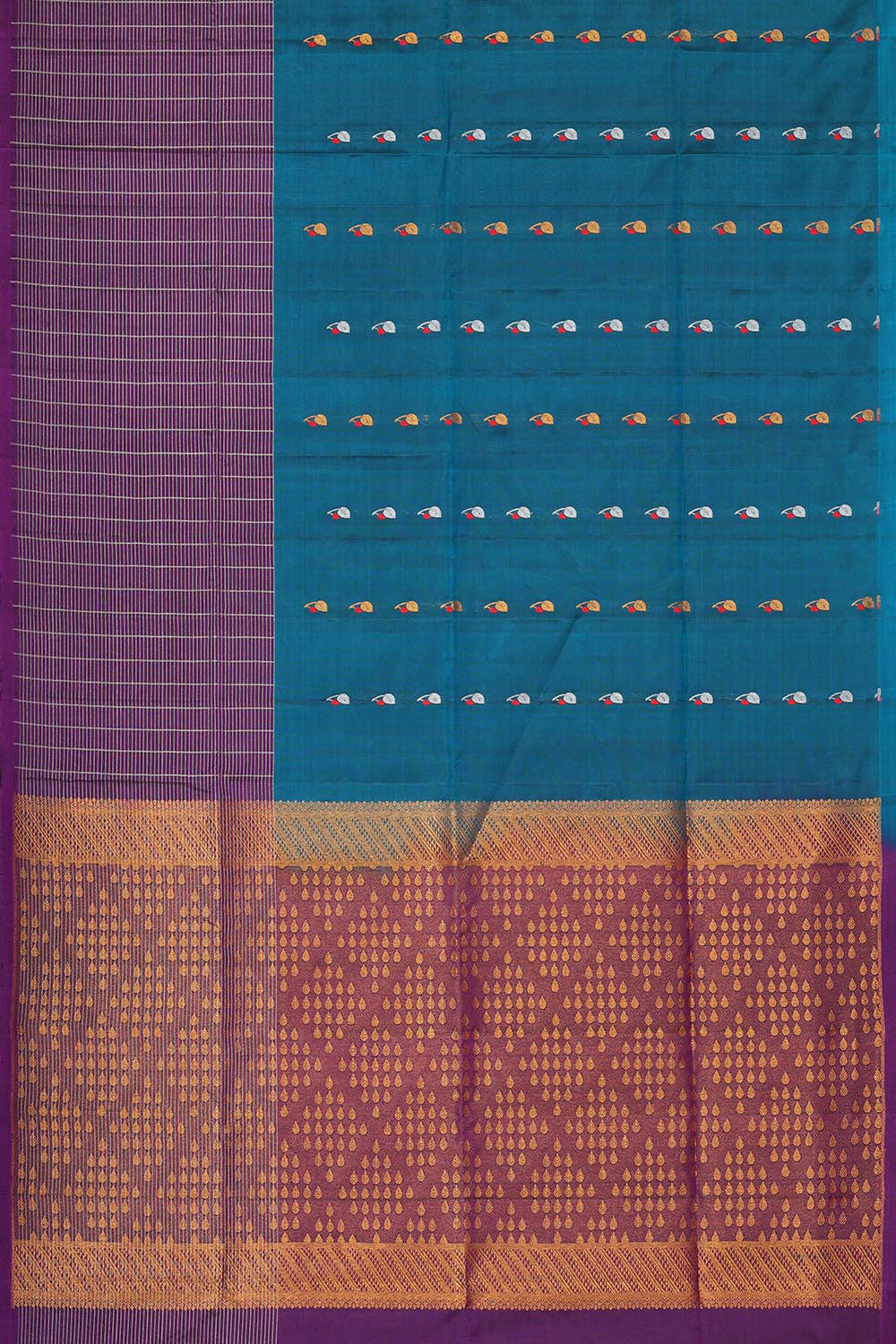 Peacock Blue Silk Saree