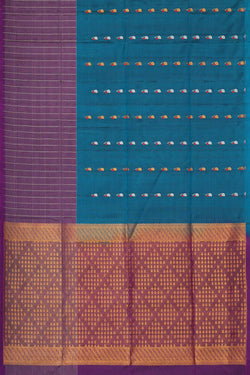 Image of Peacock Blue Silk Saree