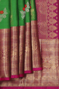 Collection of Kanchipattu Green Brocade Saree in a gallery layout