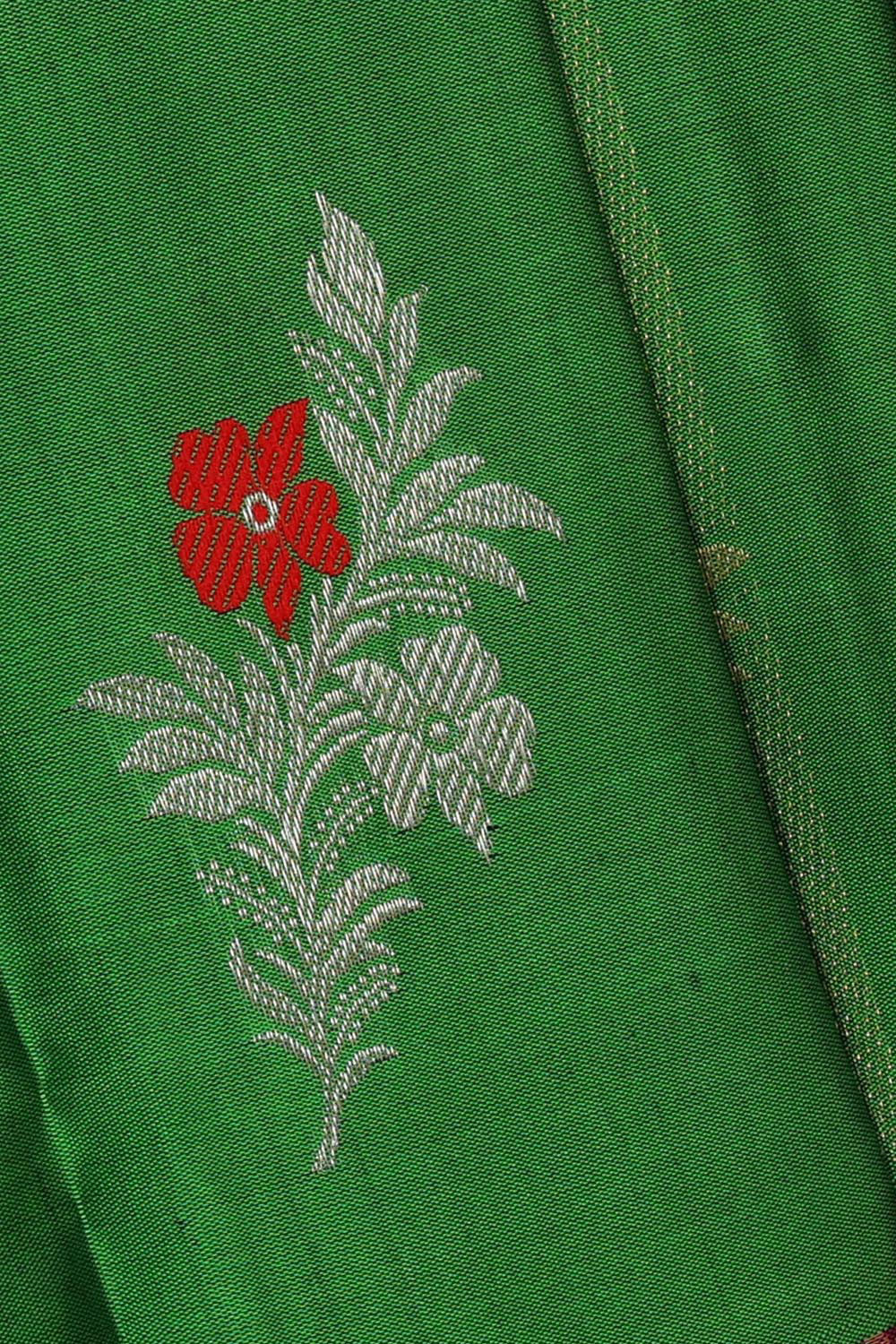 Collection of Kanchipattu Green Brocade Saree in a gallery layout