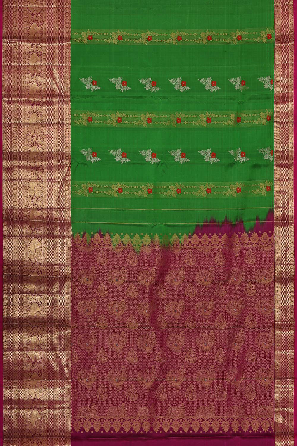 Collection of Kanchipattu Green Brocade Saree in a gallery layout