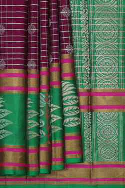 Collection of Kanchipattu Dark Magenta Brocade Saree in a gallery layout