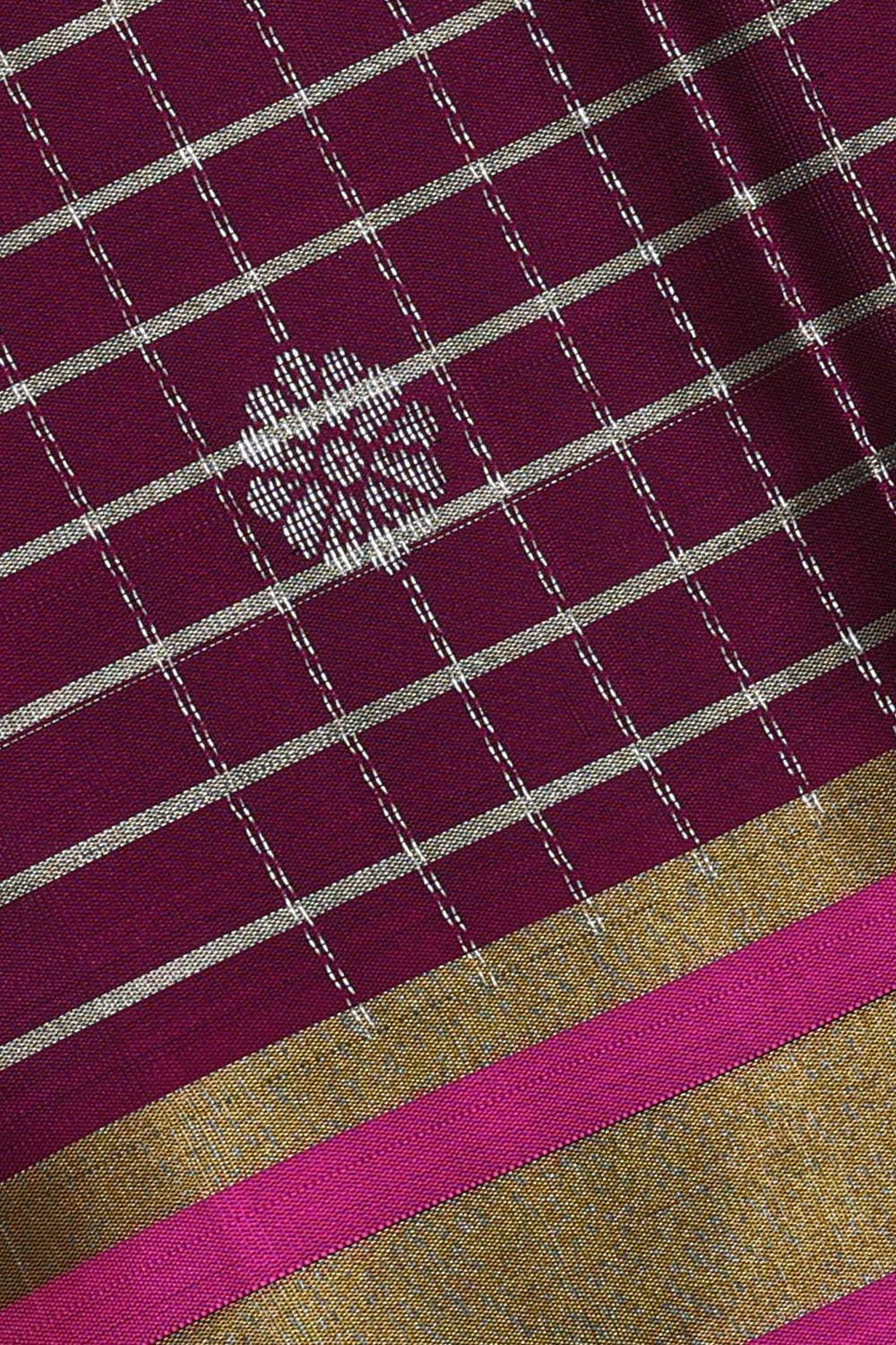 Collection of Kanchipattu Dark Magenta Brocade Saree in a gallery layout