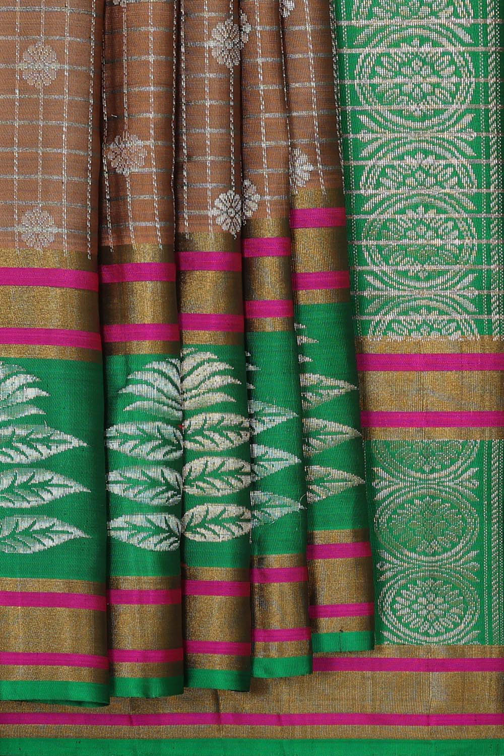 Collection of Kanchipattu Brown Brocade Saree in a gallery layout