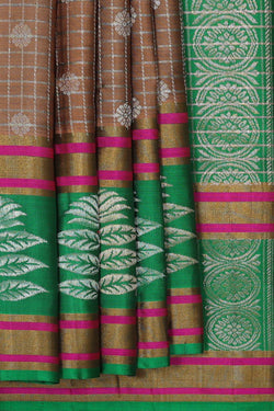 Collection of Kanchipattu Brown Brocade Saree in a gallery layout