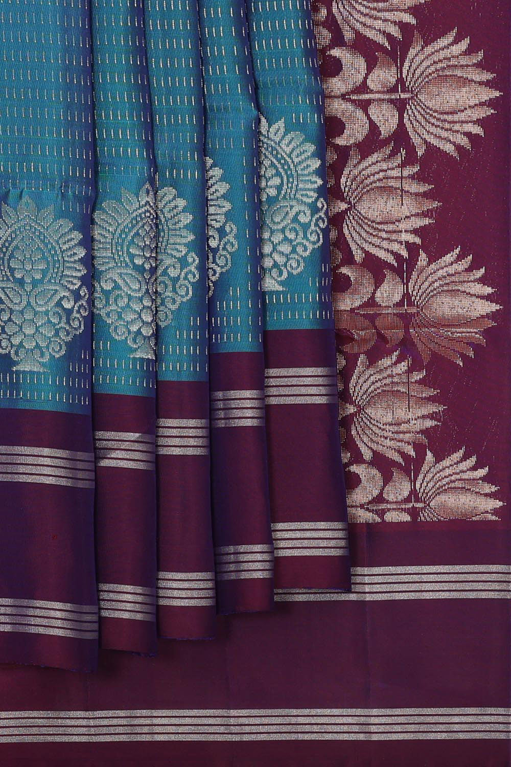 Collection of Teal Blue Silk Saree in a gallery layout