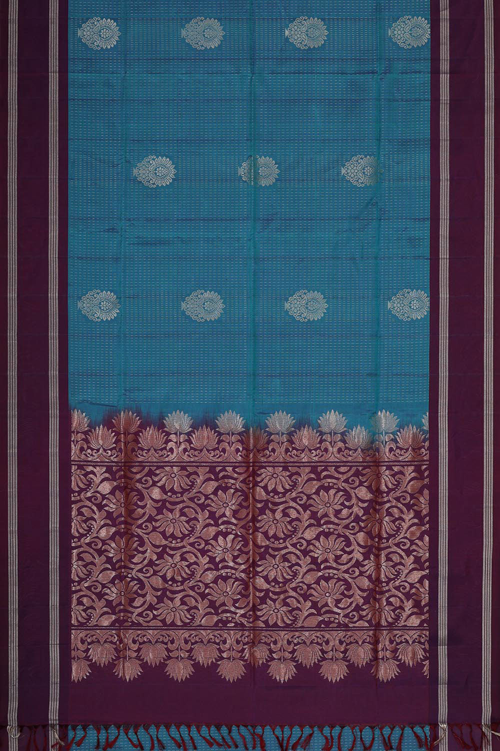 Collection of Teal Blue Silk Saree in a gallery layout