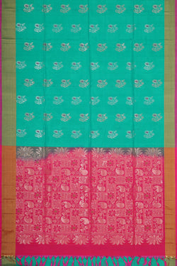 Image of Deep Sea Green Silk Saree