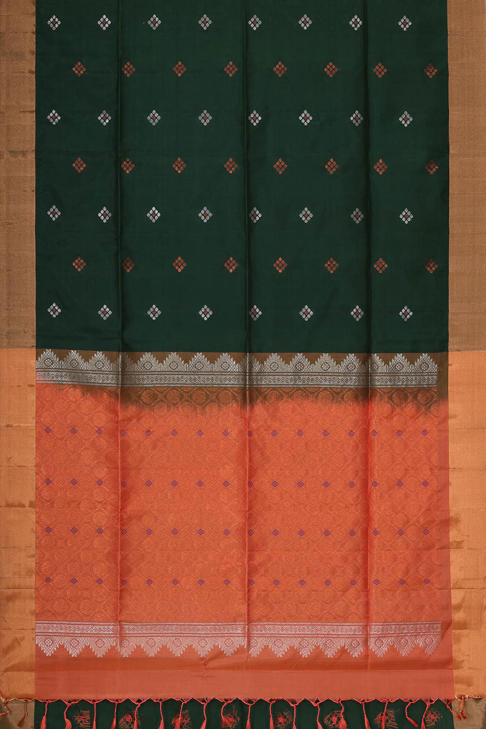 Collection of Bottle Green Silk Saree in a gallery layout