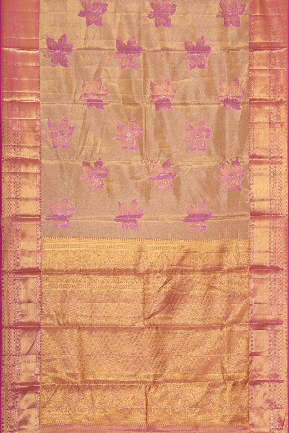 Collection of Kanchipattu Gold Tissue Brocade Saree in a gallery layout