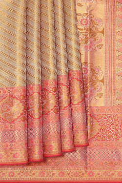 Collection of Kanchipattu Gold Tissue Brocade Saree in a gallery layout