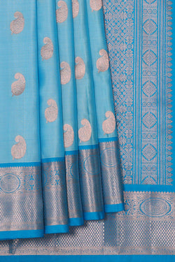 Collection of Kanchipattu Sky Blue Brocade Saree in a gallery layout