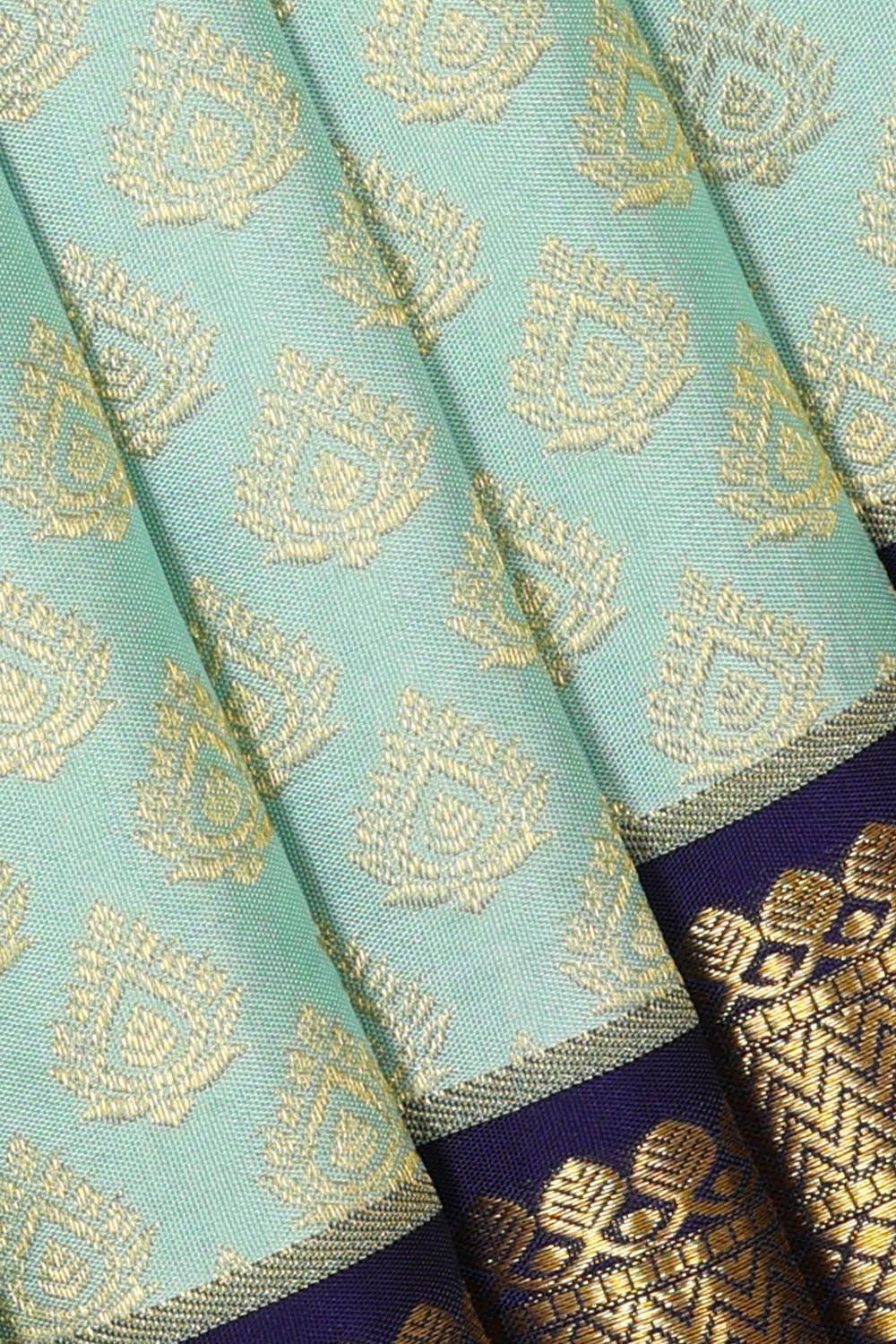 Collection of Kanchipattu Ice Blue Brocade Saree in a gallery layout