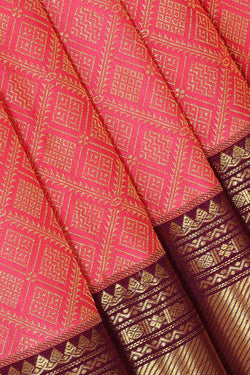 Collection of Kanchipattu Peach Pink Brocade Saree in a gallery layout