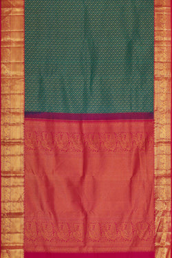 Collection of Kanchipattu Peacock Green Brocade Saree in a gallery layout