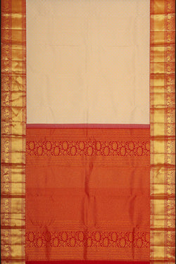 Collection of Kanchipattu Cream Brocade Saree in a gallery layout