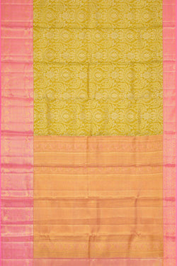 Collection of Kanchipattu Parrot Green Tissue Brocade Saree in a gallery layout