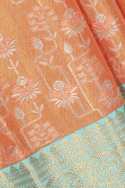 Collection of Kanchipattu Peach Tissue Brocade Saree in a gallery layout