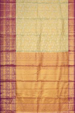 Collection of Kanchipattu Light Pista Green Tissue Brocade Saree in a gallery layout