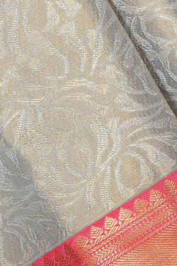 Collection of Kanchipattu Silvery Grey Tissue Brocade Saree in a gallery layout