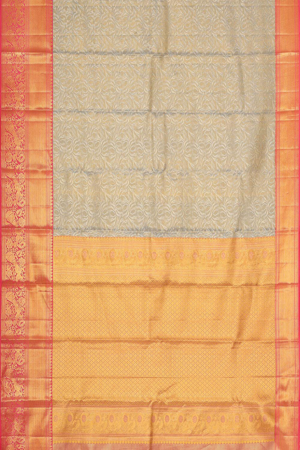 Collection of Kanchipattu Silvery Grey Tissue Brocade Saree in a gallery layout