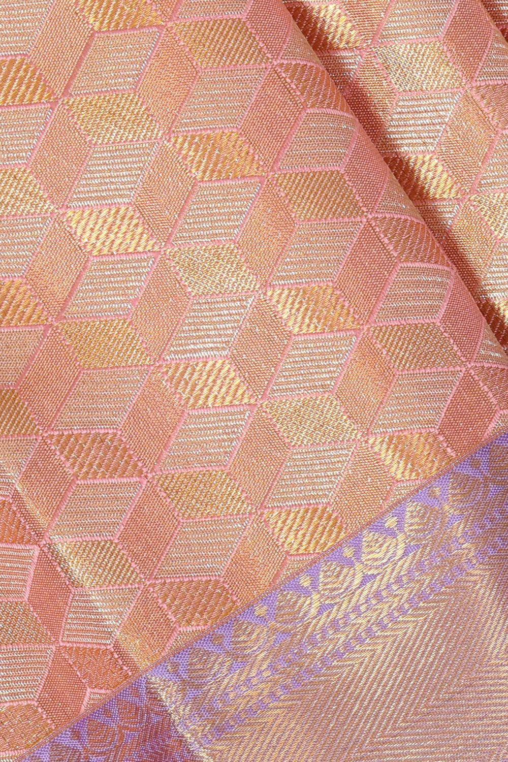 Collection of Kanchipattu Golden Peach Tissue Brocade Saree in a gallery layout