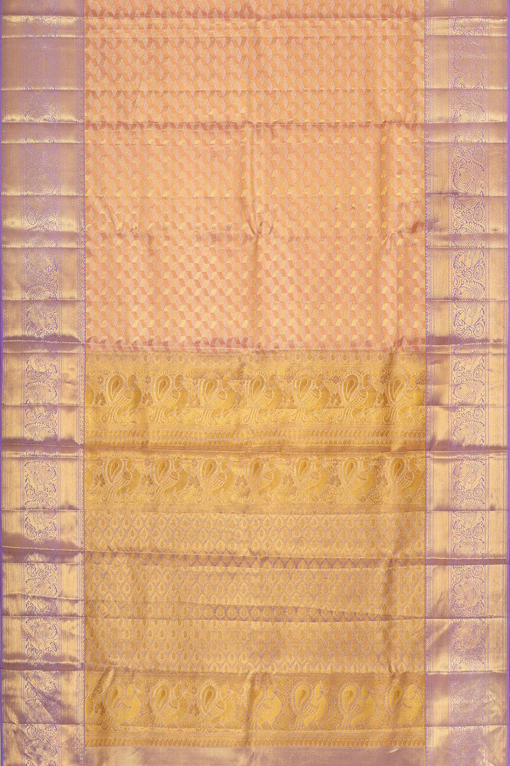 Collection of Kanchipattu Golden Peach Tissue Brocade Saree in a gallery layout