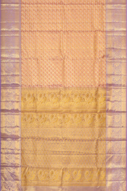 Collection of Kanchipattu Golden Peach Tissue Brocade Saree in a gallery layout