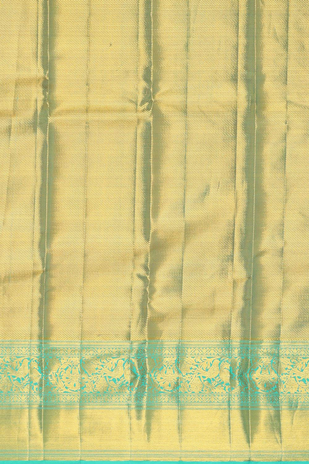 Collection of Kanchipattu Golden Aqua Blue Tissue Brocade Saree in a gallery layout