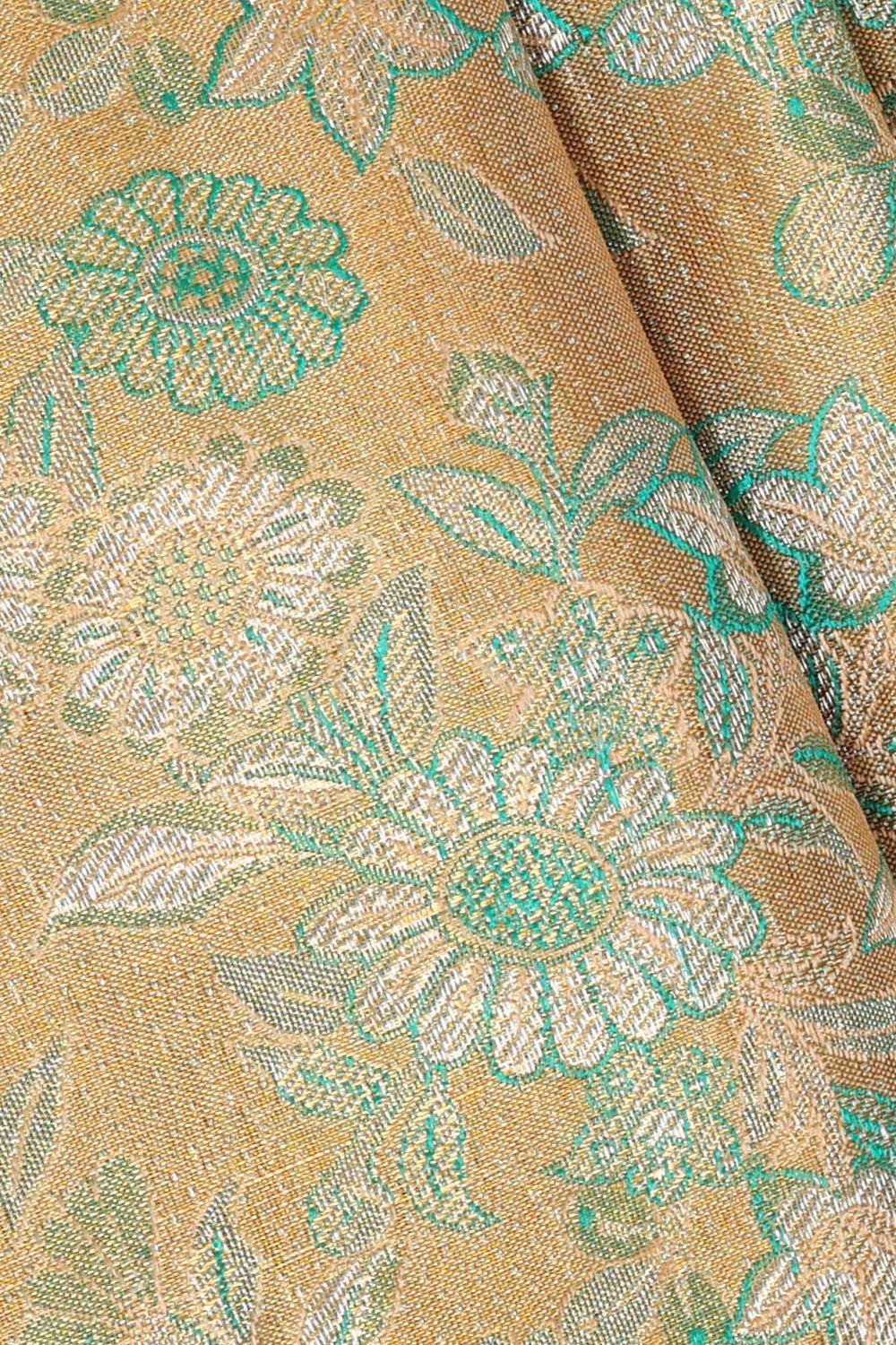 Collection of Kanchipattu Creamy Gold Tissue Brocade Saree in a gallery layout