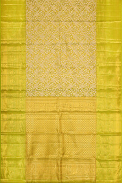 Collection of Kanchipattu Parrot Green Tissue Brocade Saree in a gallery layout