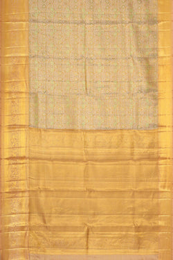 Collection of Kanchipattu Creamy Gold Tissue Brocade Saree in a gallery layout