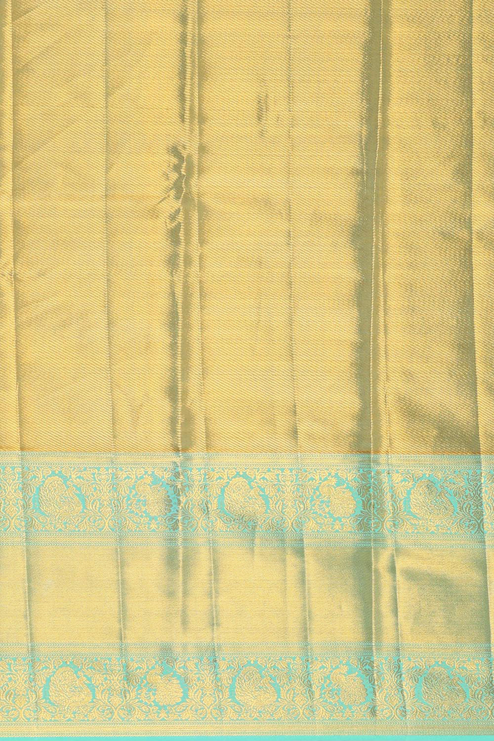 Collection of Kanchipattu Golden Turquoise Blue Tissue Brocade Saree in a gallery layout